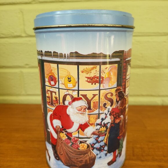 M & M Season's Greetings Christmas Tin 1991 Collectible Santa Village Vintage T3 - Picture 8 of 8